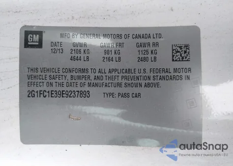 2014 Chevrolet Camaro 2Lt z USA, uszkodzony, nr VIN 2G1FC1E39E9237893